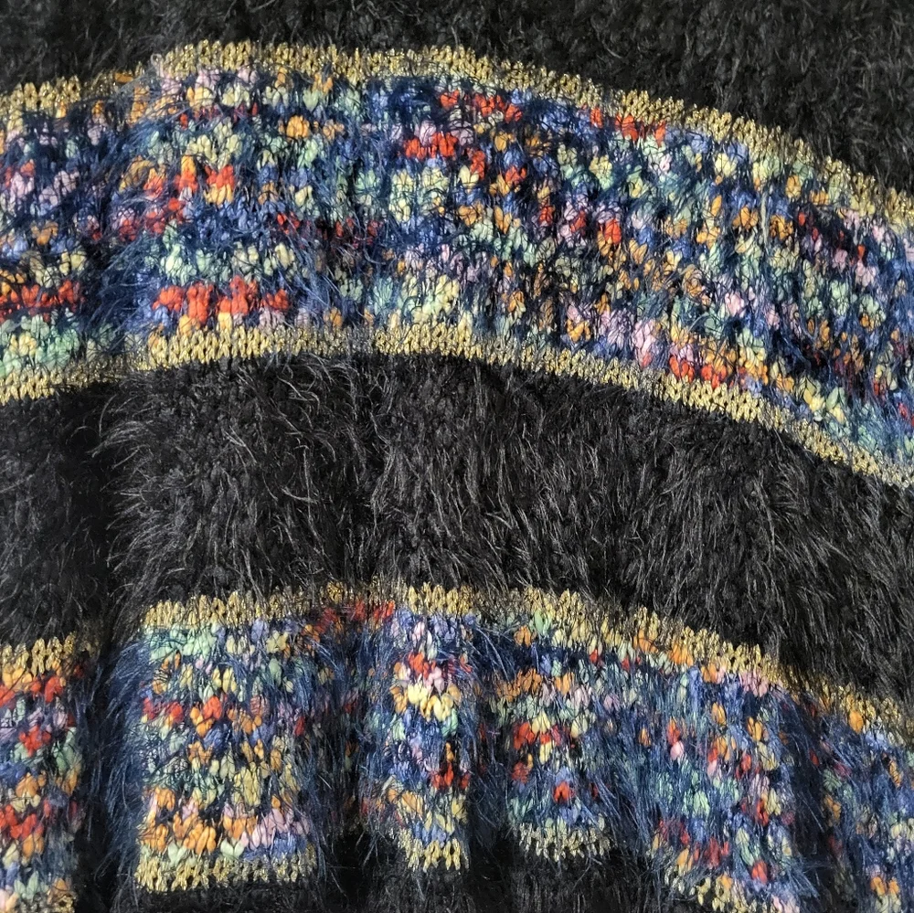 CLEARANCE New Directions Black and Multicolor Cowl Neck Sweater - Picture 7 of 10